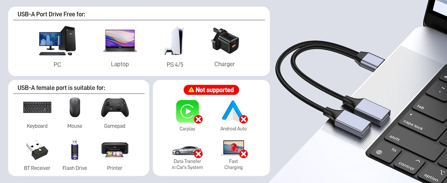 USB Splitter 1 in 2 Out