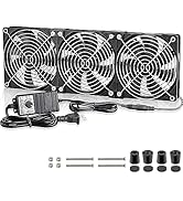 GDSTIME Big Airflow 3 x 120mm Fans DC 12V Powered Fan with AC 110V - 240V Speed Control, Cabinet ...
