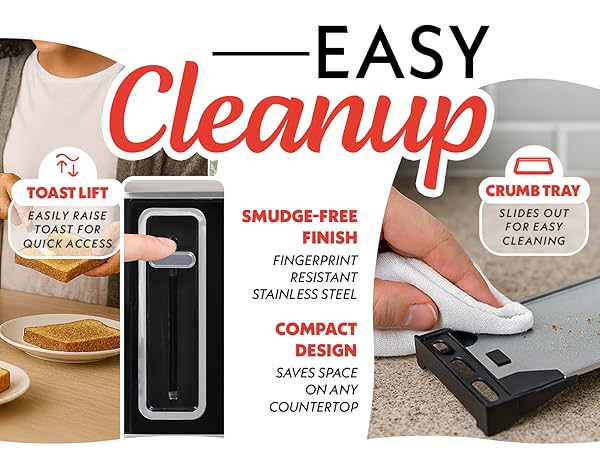 Easy Clean with Removeable Crumb Tray 