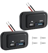 Nilight 2PCS 12V-24V RV USB Outlet with cap Dual PD3.0 Type-C &amp; Quick Charge QC3.0 USB-A Port wit...
