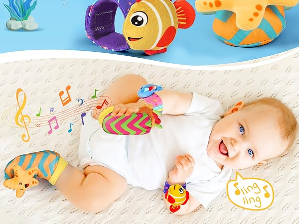 URMYWO Baby Newborn Boys and Girls Gifts, Wrist Rattles for Baby, Rattle Socks Toys for 0-6 Months