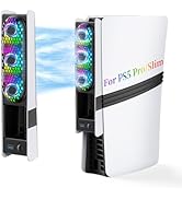 JDGPOKOO RGB PS5 Slim/Pro Cooling Fan, Auto Power Cooling System for PS5 Pro/Slim, Silent Cooler ...
