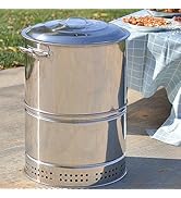 RIIGOOG Large Portable Charcoal Grills, Stainless Charcoal BBQ Grill Barrel 360° Smokeless Outdoo...