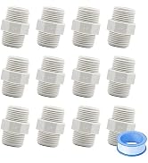 HayEastdor 12PCS 3/4 Inch PVC Pipe Fitting Hex Nipple G3/4 Male X G3/4 Male Coupling Adaptor of T...