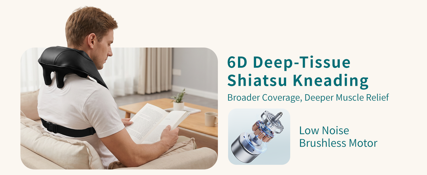 6D Deep-Tissue Shiatsu Kneading Neck Massager Broader Coverage, Deeper Muscle Relief