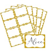 Gold Name Tags,2"x 3" Name Tag Stickers with Gold Border 200 Pcs Adhesive Name Tags Sticker Name ...