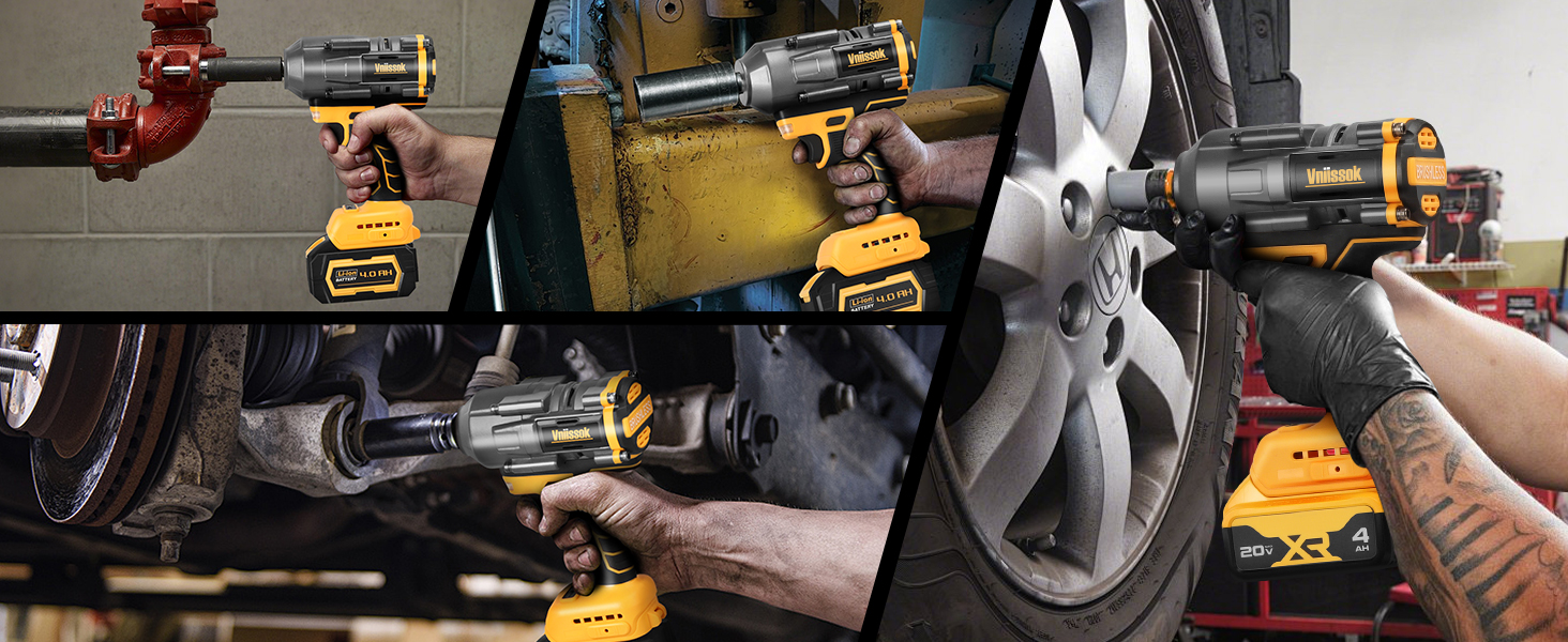 Cordless Impact Wrench 1/2 inch for Dewalt Battery Brushless Electric Impact Gun LED Work Light