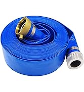 2" x 100ft Blue PVC Backwash Hose for Swimming Pools, Heavy Duty Discharge Hose Reinforced Pool D...