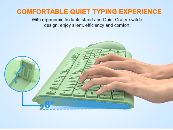 Wireless Keyboard and Mouse Combo, Full Size Silent Ergonomic Keyboard Mouse