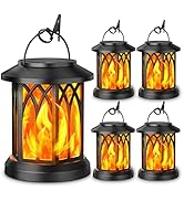 KOOPER 4 Pack Solar Lantern Outdoor Lights, Upgraded Flickering Flame Solar Lanterns Lights Outdo...