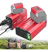 300W Power Inverter Compatible with Milwaukee 18V Battery, 2PCS Portable Outdoor Battery Converte...