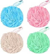 Yoget 4 Pack Shower Loofah Sponge, 4 Bright Color 60G Bath Sponge,Exfoliate, Cleanse, Soothe Skin