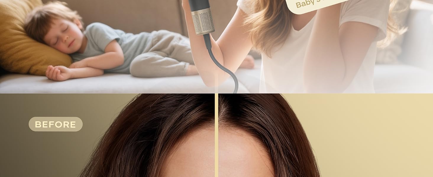 High speed hair dryer with 360-degree rotating magnetic nozzle for targeted airflow