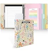 SKYDUE 1 Inch 3-Ring Binder with Clipboard, PU Aesthetic Binder with 5 Dividers, Notepad, Sticker...