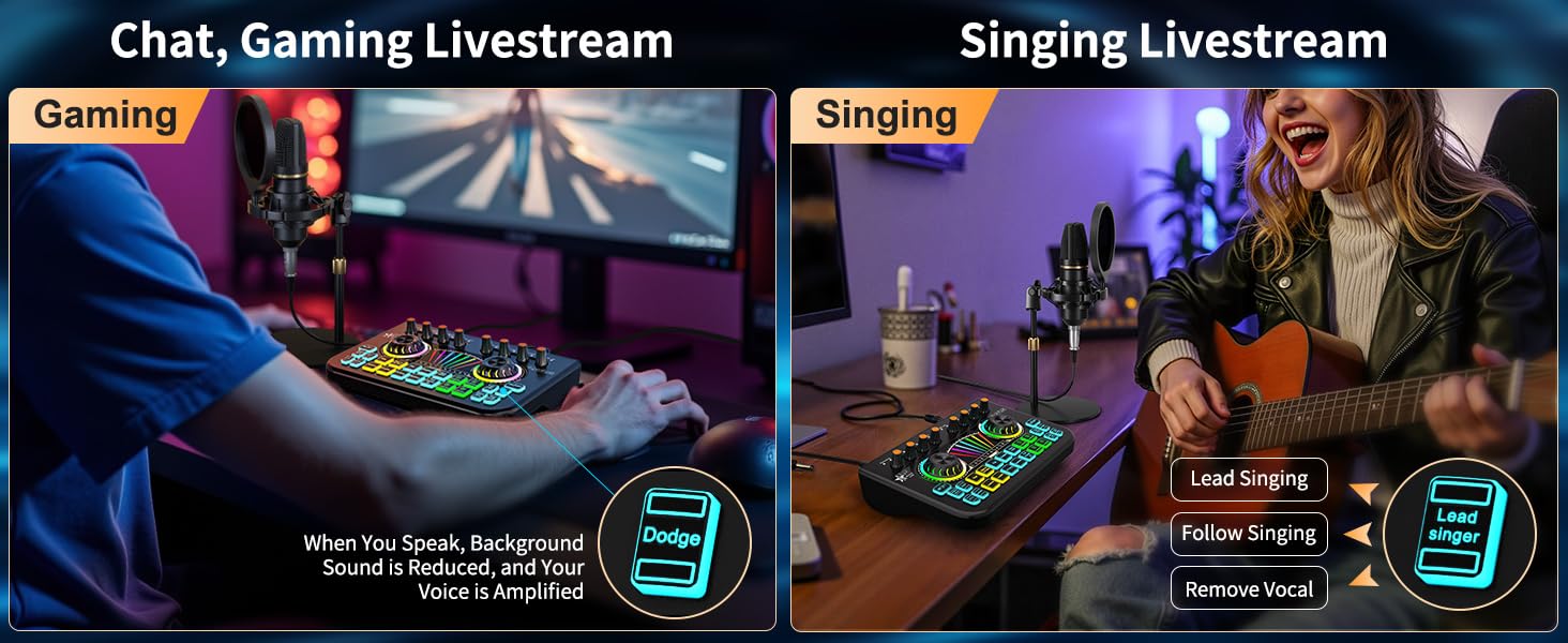 live sound card audio mixer podcast equipment sound card for pc