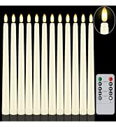 Warmhere 12 Pcs Flameless Taper Candles with Remote Timer, 11" Long Battery Operated Taper Candle...