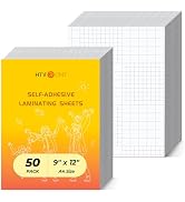 HTVRONT Self Adhesive Laminating Sheets - 50 Sheets, 4mil, 9 x 12 Inches Self Laminating Sheets, ...