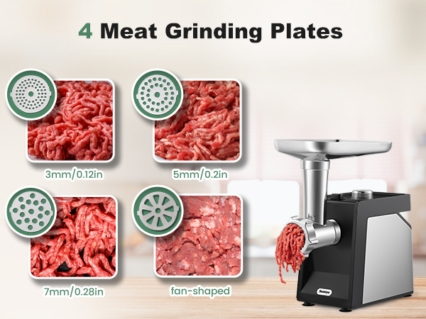 Huanyu electric meat grinder with 4 meat plates of different zise(3mm/5mm/7mm/fan shaped