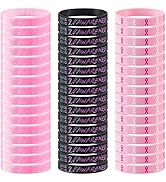 48 Pcs Breast Cancer Bracelets- Pink Ribbon Breast Cancer Awareness Silicone Wristbands Hope Fait...