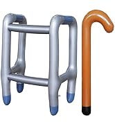 DOERDO 2PCS Inflatable Walker and Cane, Funny Old Age Costume Accessories Dress Up for 100th Day ...