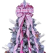Christmas Tree Topper Wreath Bow Large Pink Christmas Bow Tree Topper 52"x13" Pink Cane Glitter S...