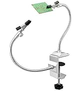 Toolour Helping Hands Soldering Third Hand Tool Tabletop Clamp Base with 2 Nickel Plated Flexible...