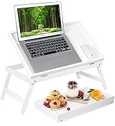 Bed Tray Table Breakfast Tray with Folding Legs Kitchen Food Serving Tray for Notebook Computer B...