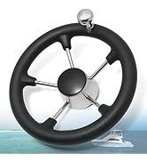 11 inch Boat Steering Wheel Stainless Steel Marine Steering Wheel with Knob fit 3/4 inch Tapered ...