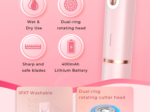 IPX7 Washable Dual-ring rotating cutter head Enhanced Dual-Blade Technology TYPE-C charging
