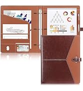 Toplive Padfolio 3 Ring Binder Organizer Business Portfolio Folder, A4/ Letter Size PU Leather Bi...
