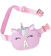 Aganmi Personalized Chenille Initial Girls Fanny Pack Kids Purse, Cute 3 4 5 6 7 8 9 10 11 12 Yea...