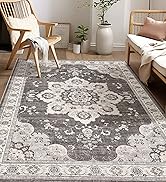 Area Rug for Living Room - 9x12 Soft Washable Oriental Vintage Floral Distressed Large Carpet - F...