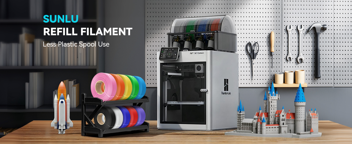 SUNLU 3D Printer Filament Bundle, 1kg Refill Filament