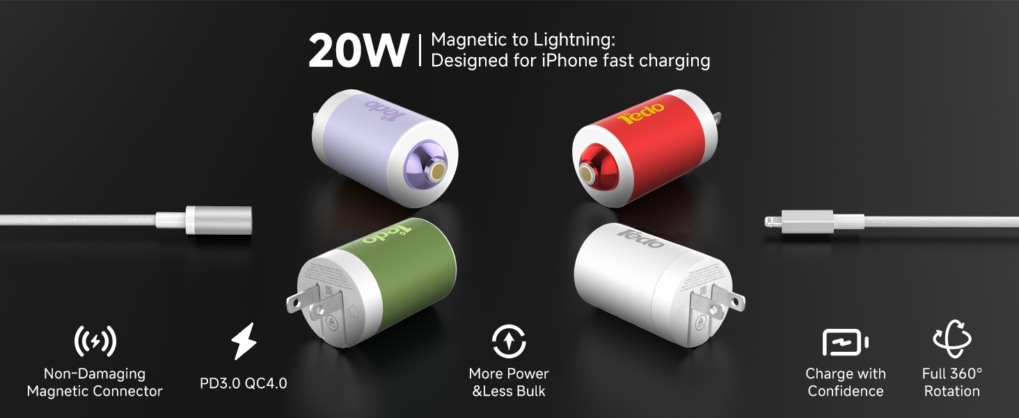 Magnetic to USB-C:Designed for iPhone fast charging