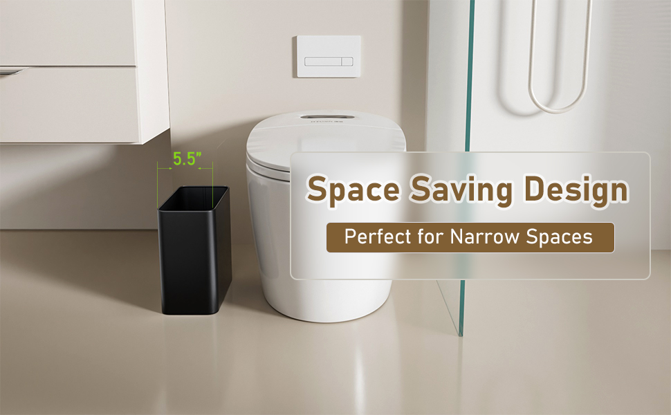 Bathroom trash can space saving design for narrow spaces