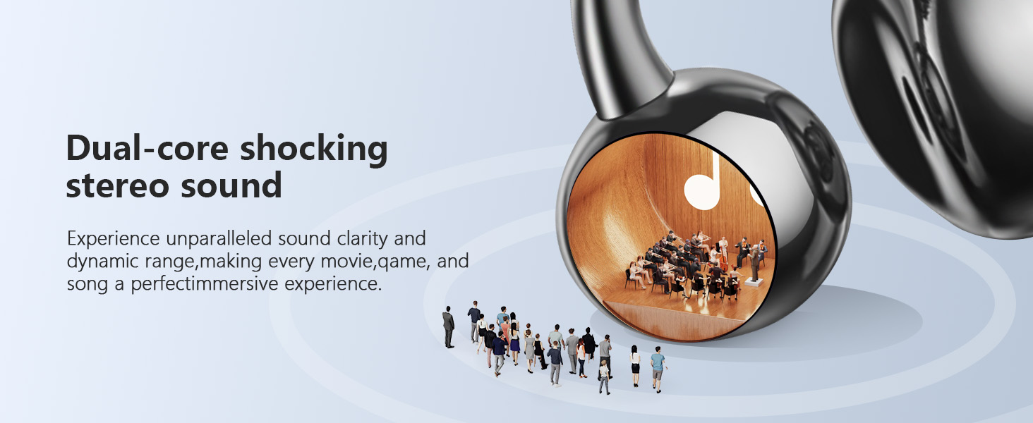 Ultra Open Ear Earbuds Intelligent Touch Color Screen Clip On Wireless Bluetooth 5.4 Headphones