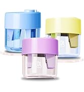 Aitxpaotn Pencil Sharpeners - 3 Pcs Manual Double Hole Colored Pencil Sharpener for Kids &amp; Adults...