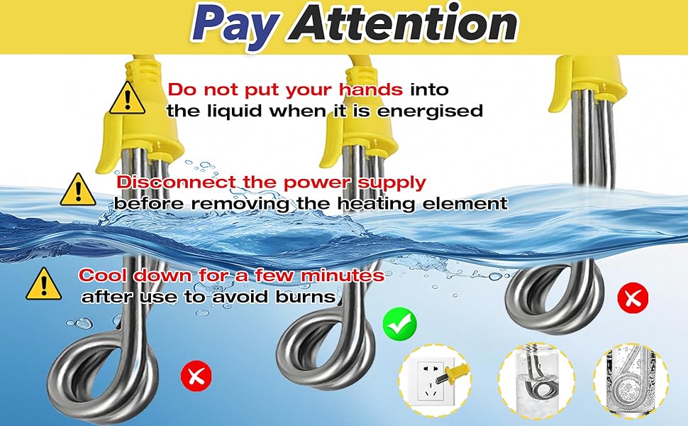Immersion Cup Water Heater 120V-300W, 240V-600W A+5