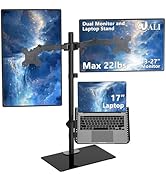 WALI Dual Monitor Stand with Laptop Holder, Height Adjustable Laptop Stand for Desk, Fits up to 2...