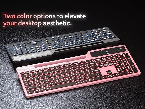 Wireless Keyboard Mouse Combo, Full Size Ergonomic Keyboard