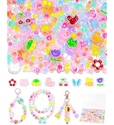 350PCS FIVEIZERO Cute Candy Acrylic Beads for Bracelet Making – Kawaii Aesthetic Kandi Beads in B...