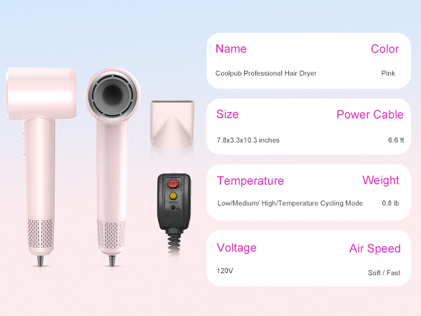 Hair Blow Dryer,High-Speed hairdryer Thermo-Control Hair dryers Fast Drying Women Home Travel Salon