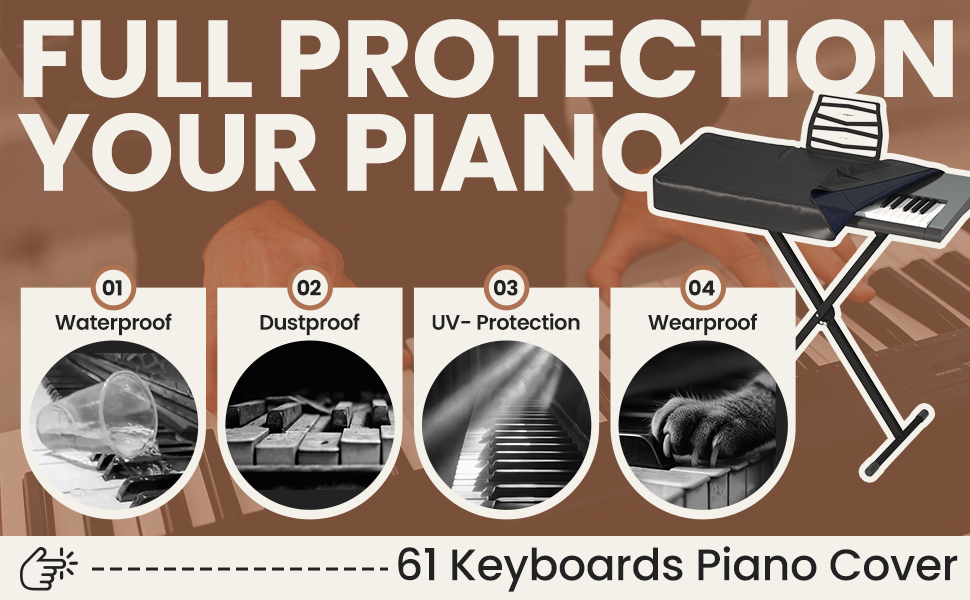 FOLU 61keyboards piano cover,61keys piano cover,piano keyboard cover 61 keys,piano keyboard cover