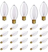 SUNSGNE 25 Pack C9 Clear Replacement Bulbs, C9 Christmas Light Bulbs Clear Incandescent Bulbs for...