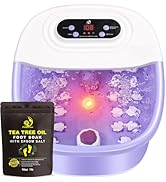 Foot Spa Bath Massager with Heat Bubbles and Vibration Massage and Jets, 16 OZ Tea Tree Oil Foot ...