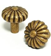 BEILEIOU Antique Brass Zinc Alloy Cabinet Knobs Classic Vintage Drawer Handles with Round Flower ...