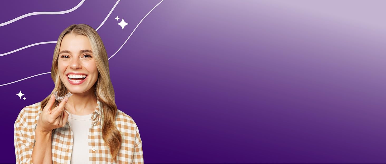 Purple background with white decorative lines and stars. Partial view of a person wearing a checkered shirt in the lower left corner.