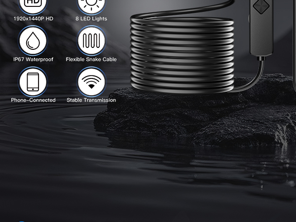 EASTBEAR Endoscope Camera with Light, 1920P HD Borescope with 8 Adjustable LEDs 4