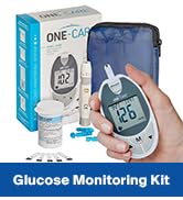 ONE-CARE Glucose Monitoring System with Glucometer, 10 Test Strips, Lancing Device, 10 Lancets, a...