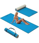 HAHE Yoga Mat Thick, 72"x32"x0.4"Th (10mm), Wide Non-Slip Exercise Mat with Carry Strap, Double-S...